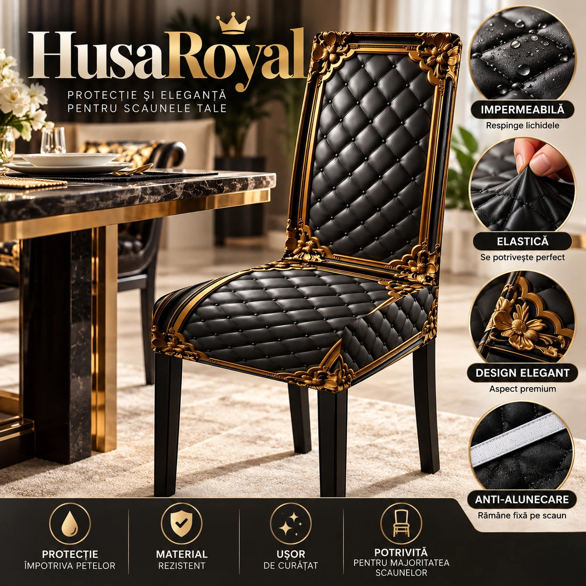 HusaRoyal Husa Elastică Premium Pentru Scaune