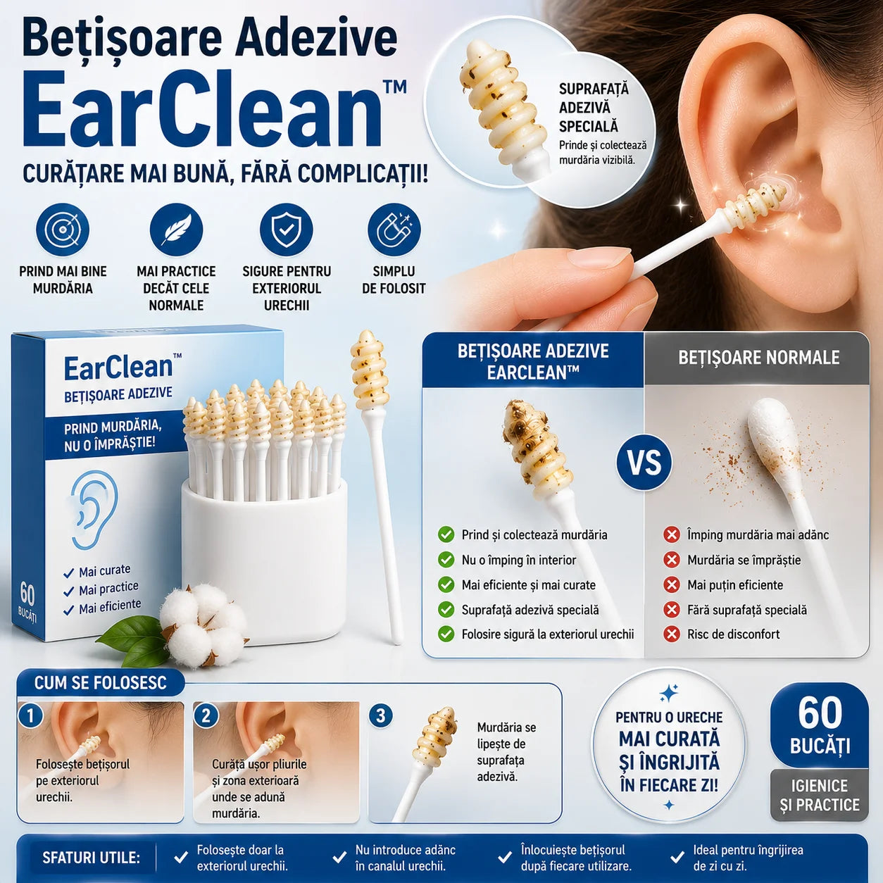 Bețișoare Adezive EarClean
